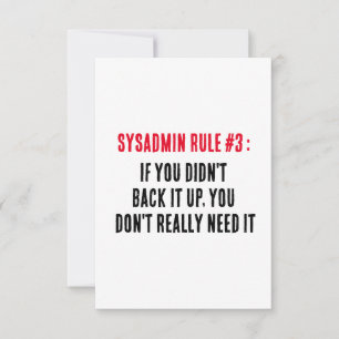 Cartão De Agradecimento Regra 3 do Sysadmin Se você não apoiou, você faz