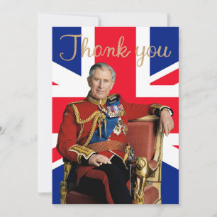 Cartão De Agradecimento Rei Carlos III com bandeira britânica