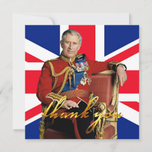 Cartão De Agradecimento Rei Charles III com bandeira britânica