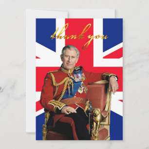 Cartão De Agradecimento Rei Charles III com bandeira britânica
