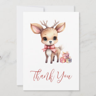 Cartão De Agradecimento Reindeer de Natal bonito com presentes de Natal