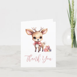 Cartão De Agradecimento Reindeer de Natal bonito com presentes de Natal