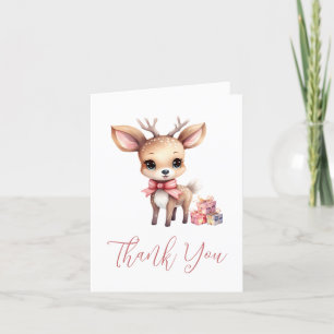 Cartão De Agradecimento Reindeer de Natal bonito com presentes de Natal