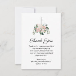 Cartão De Agradecimento Religião Cristã Rosa Funeral, Agradeço