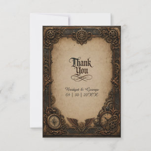 Cartão De Agradecimento Relógio de engrenagem Steampunk gótico Casamento