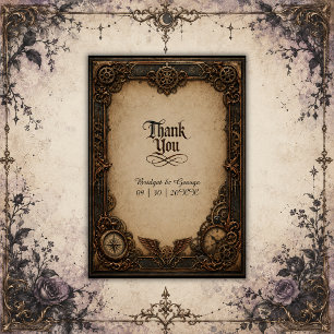 Cartão De Agradecimento Relógio de engrenagem Steampunk gótico Casamento