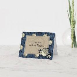 Cartão De Agradecimento Relógios e crânios azuis com galo obrigado c