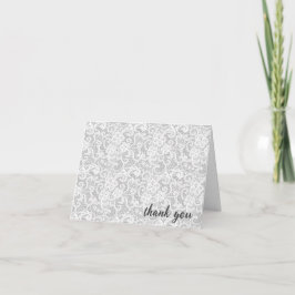 Cartão De Agradecimento Renda Branca Sobre Obrigado Prata