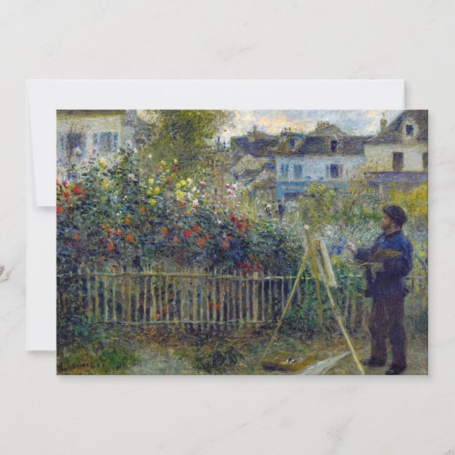 Cartão De Agradecimento Renoir - Claude Monet Pintura em seu Jardim (Frente)