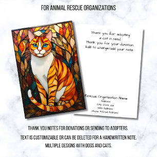 Cartão De Agradecimento Resgate de Gato Laranja de Vidro Colorido Organiza