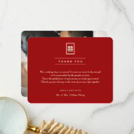 Cartão De Agradecimento Retângulo Clássico Felicidade Dupla Casamento Chin