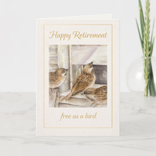 Cartão De Agradecimento Retirement Card | Sparrow Art “Free as a Bird” (Frente)