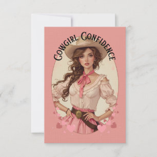 Cartão De Agradecimento Retrato da Moda Ocidental da Coquette Cowgirl