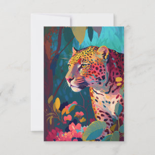 Cartão De Agradecimento Retrato de Animais-Leopardo Pintando Vida Selvagem