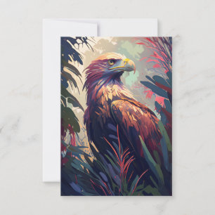 Cartão De Agradecimento Retrato de Eagle Bird Pintura de animais selvagens