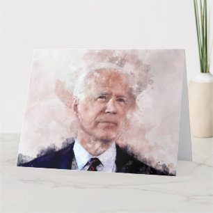 Cartão De Agradecimento Retrato de Joe Biden em aquarela