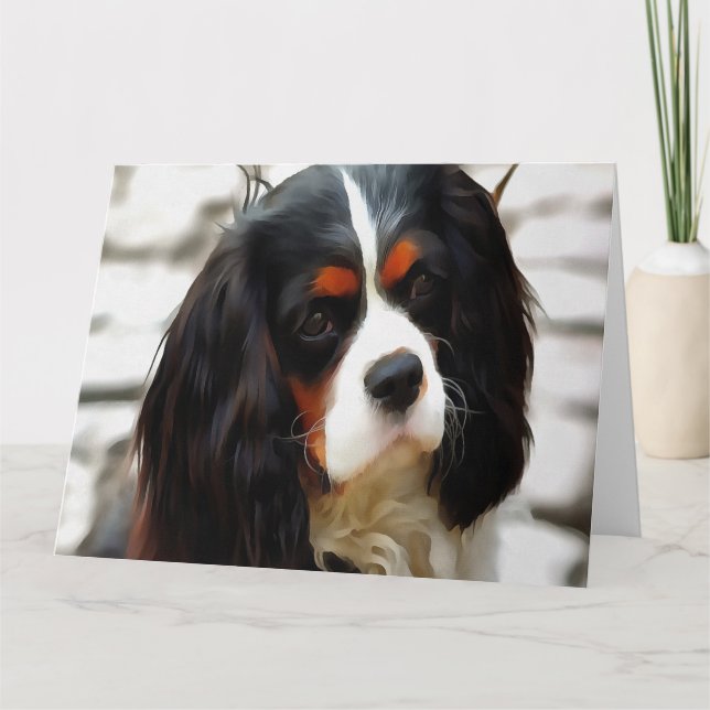 Cartão De Agradecimento Retrato De Um Rei Charles Cavalier Spaniel (Frente)