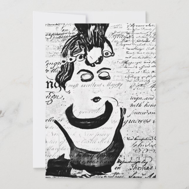 Cartão De Agradecimento Retrato Vintage (Frente)