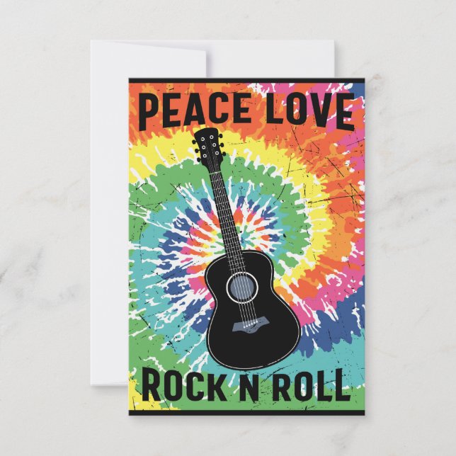 Cartão De Agradecimento Retro 80s Hippie Peace Love Rock N Roll (Frente)