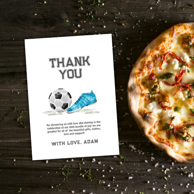 Cartão De Agradecimento Retro All Star Soccer Sport Boy Baby Shower  (Retro All Star Soccer Sport Boy Baby Shower Thank You Card)