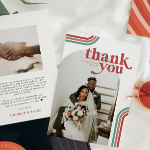Cartão De Agradecimento Retro Anos Setenta Obrigado Foto Casamento