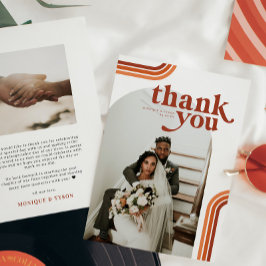Cartão De Agradecimento Retro Anos Setenta | Obrigado Foto Casamento