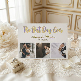 Cartão De Agradecimento Retro Best Day Ever Photo Collage Wedding