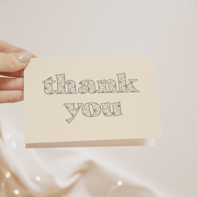 Cartão De Agradecimento Retro Boho Daisy Chá de fraldas Obrigado (Criador carregado)