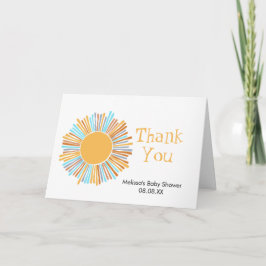 Cartão De Agradecimento Retro Boho Sun Aqui Vem A Foto Do Sol