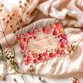 Cartão De Agradecimento Retro Candy Sweets Valentine Party