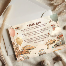 Cartão De Agradecimento Retro Car Themed Kids Birthday
