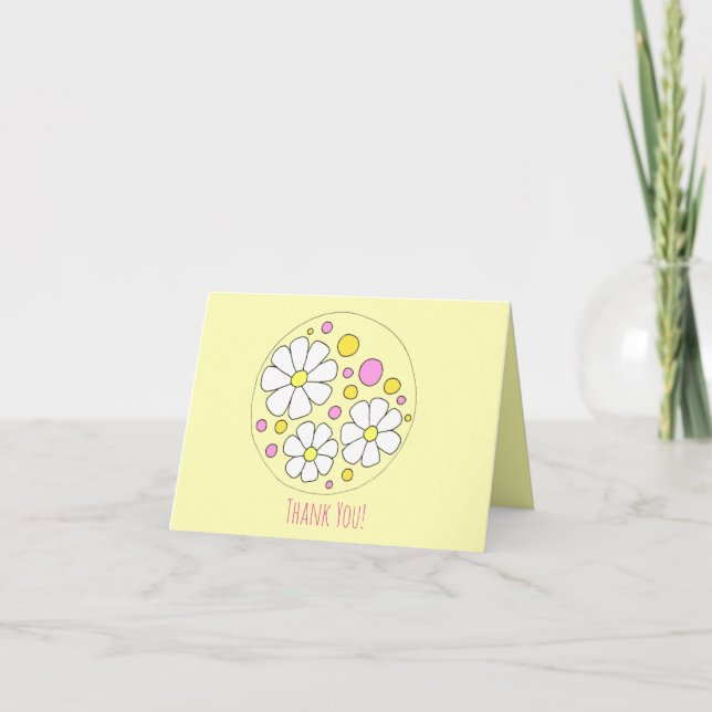 Cartão De Agradecimento Retro Daisy Flowers Thank You Note (Frente)