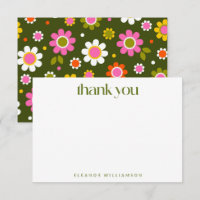 Retro Floral Personalizado Branca Verde Cor-de-Ros