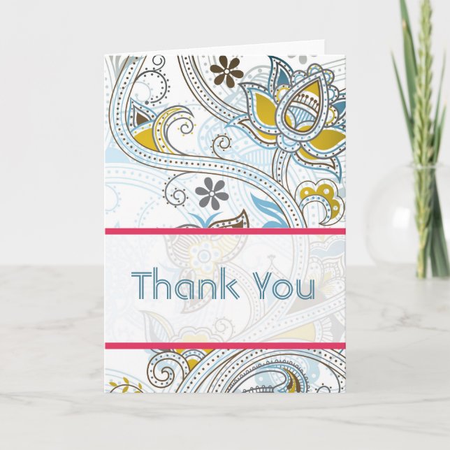 Cartão De Agradecimento Retro Floral Wedding Thank You Cards (Frente)