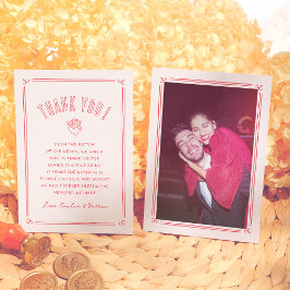 Cartão De Agradecimento Retro Hand Drawn Cupid Modern Photo Wedding