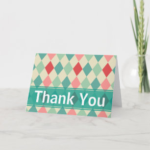 Cartão De Agradecimento Retro Harlequin Geometric Thank You