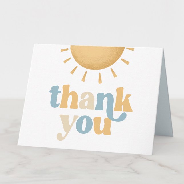 Cartão De Agradecimento Retro Sunshine Baby Shower Folded Thank You Card (Criador carregado)
