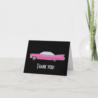 Cartão De Agradecimento Retro Vintage - Carro Rosa Obrigado