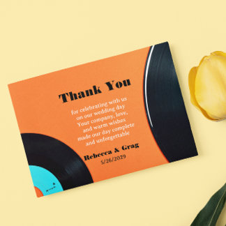 Cartão De Agradecimento Retro Vinyl Record Foto De Casamento Obrigado