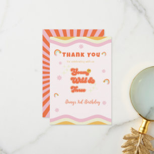 Cartão De Agradecimento Retro Young Wild e Três Aniversário