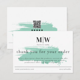 Cartão De Agradecimento Review Order Packaging Insert Green Monogram Info