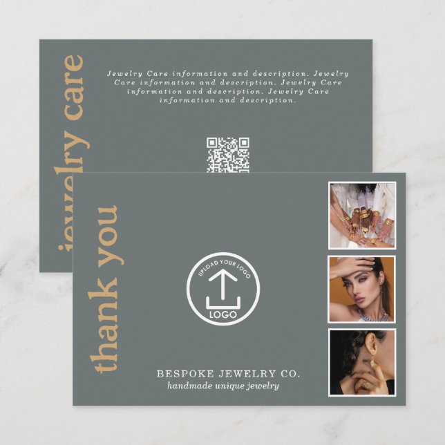 Cartão De Agradecimento Review Thank You Jewelry Care Card Order Insert (Frente/Verso)
