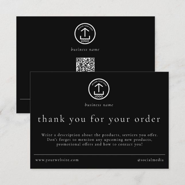 Cartão De Agradecimento Review Thank You Order Packaging Business Logo (Frente/Verso)