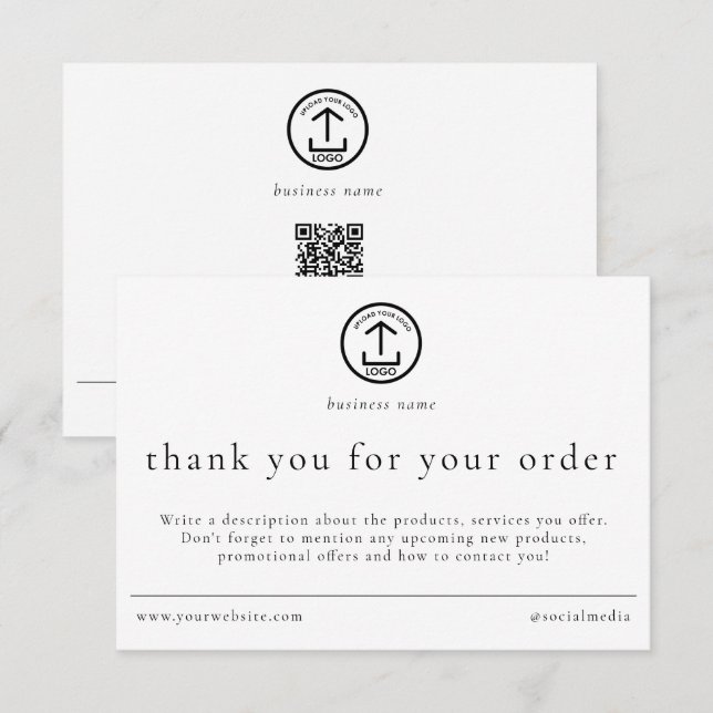 Cartão De Agradecimento Review Thank You Order Packaging Business Logo (Frente/Verso)