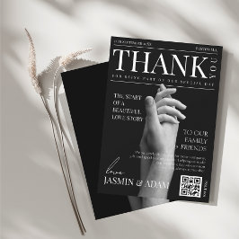Cartão De Agradecimento Revista de Luxo em Modo Escuro Casamento