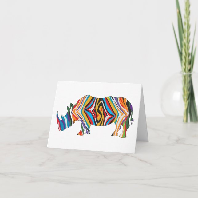 Cartão De Agradecimento Rhinoceros Psychedelic Zebra Pattern (Frente)