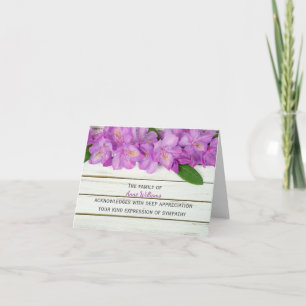 Cartão De Agradecimento Rhododendron rosa sobre madeira Obrigado da famíl