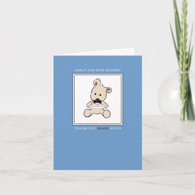 Cartão De Agradecimento Ring Bearer Wedding Thank You Card - Beary Much (Frente)