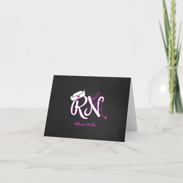 Cartão De Agradecimento RN personalized thank you cards, nurse gift idea (Frente)