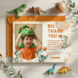 Cartão De Agradecimento Roar & Score Basquete Menino Aniversário Obrigado